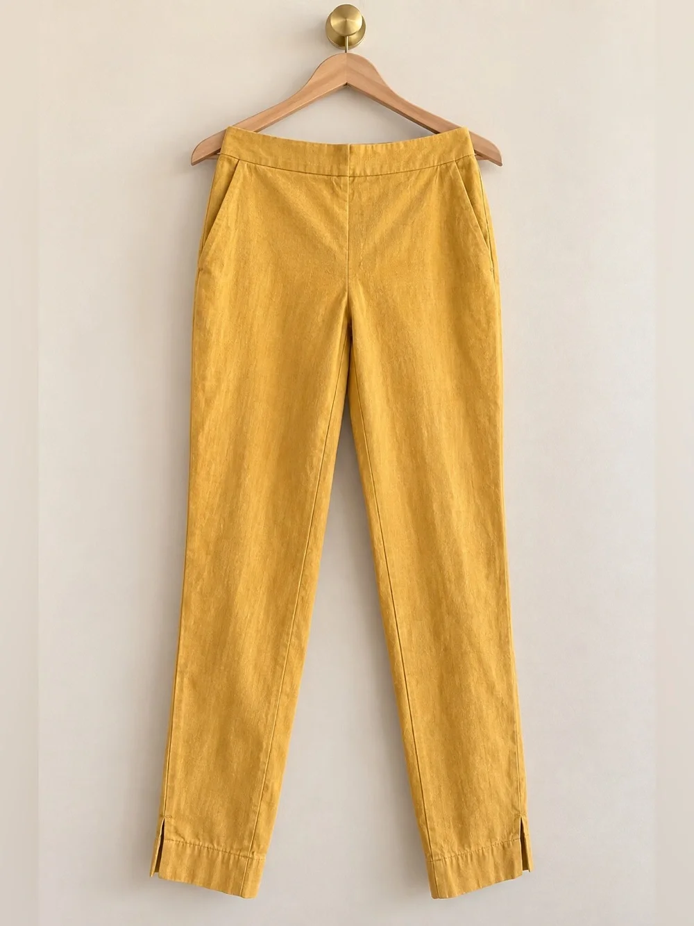 Women’s Banana Republic Hayden Linen Blend Ankle Pants Size 0 Mustard Yellow